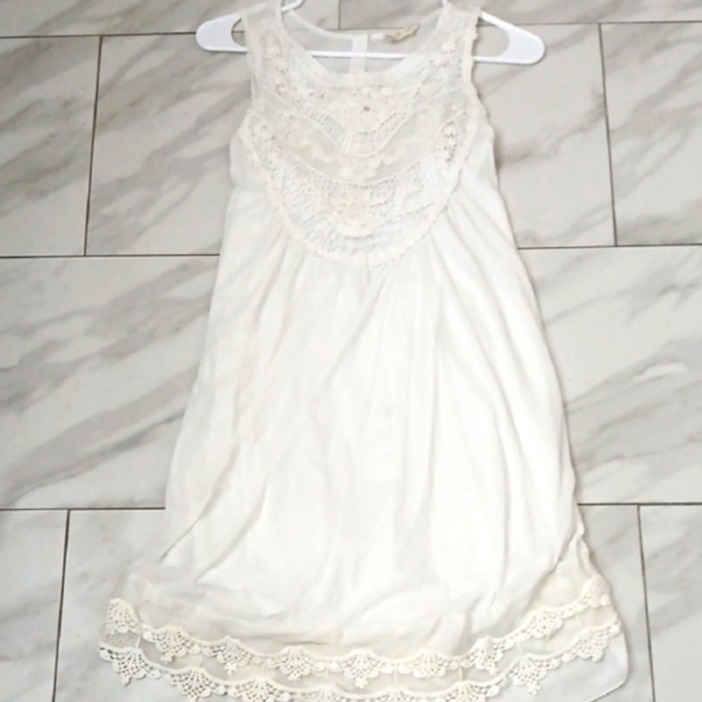Altar'd State Womens Sz S White Crochet-Accent Mini Dress